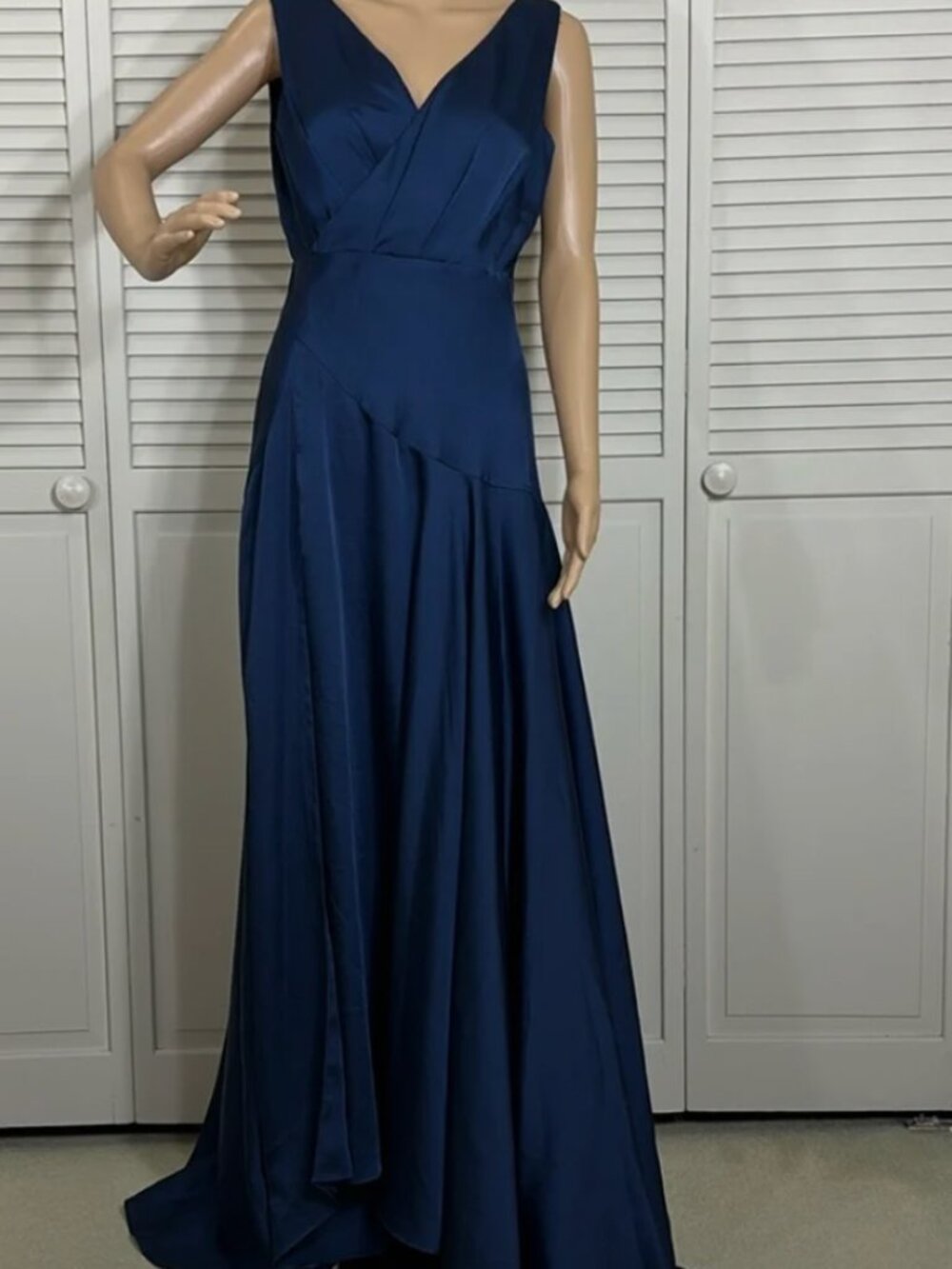 Free People x Fame And Partners Womens Essie Dress Gown V Neck Long Navy - 4